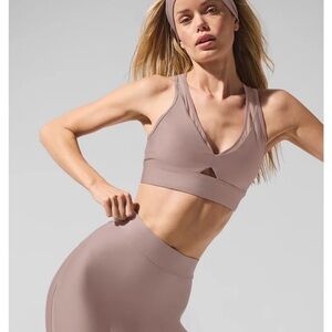 Women's ALO Taupe Sports Bra (size S) Leggings (size XS) & headband 3-piece set!